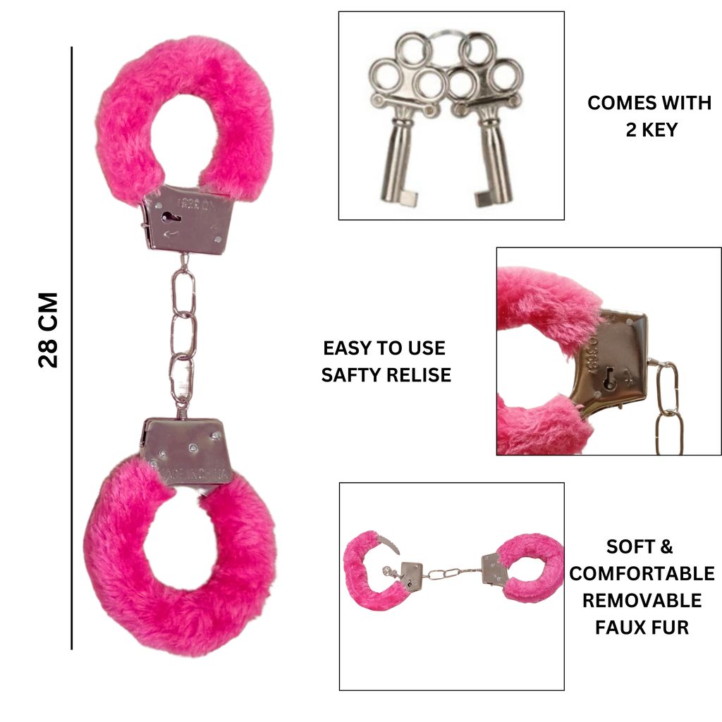 Hen Party Hand Cuffs Hot Pink- 1PC
