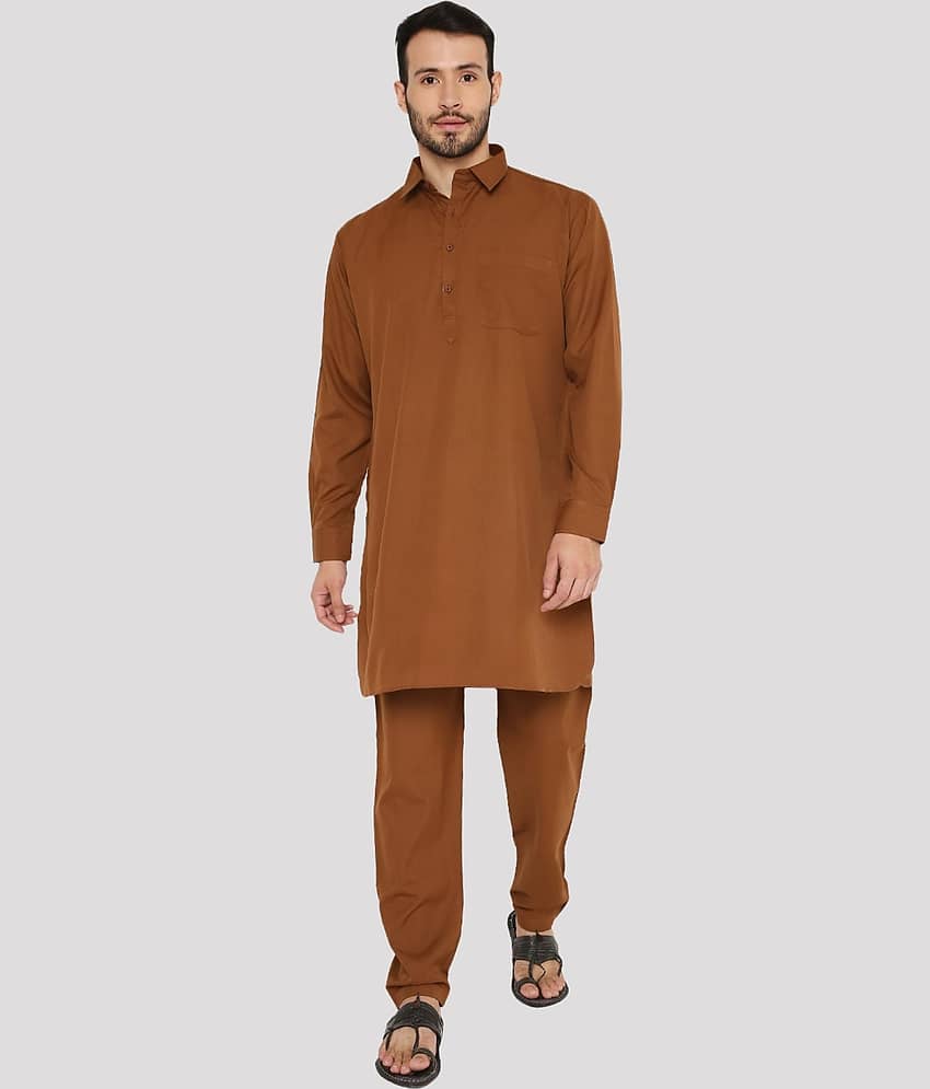 Maharaja - Brown Blended Fabric Regular Fit Men's Pathani Suit ( Pack of 1 )