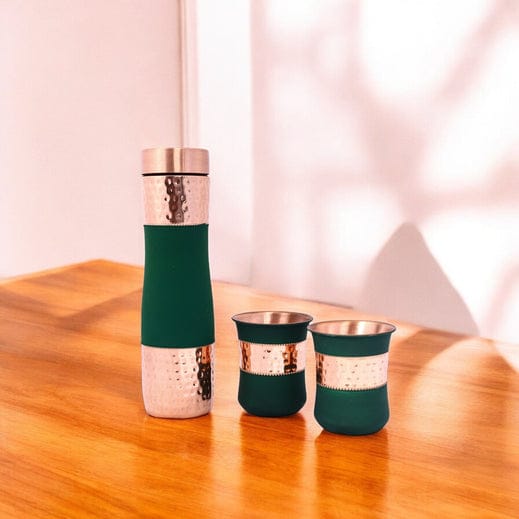 Gifting Set of Copper Bottle with Glass