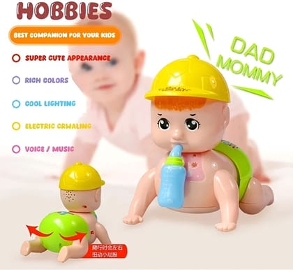 Zenex Store Talking Running Baby Toy Crawling Baby Toy With Lighting Music For New Born Baby - Pink