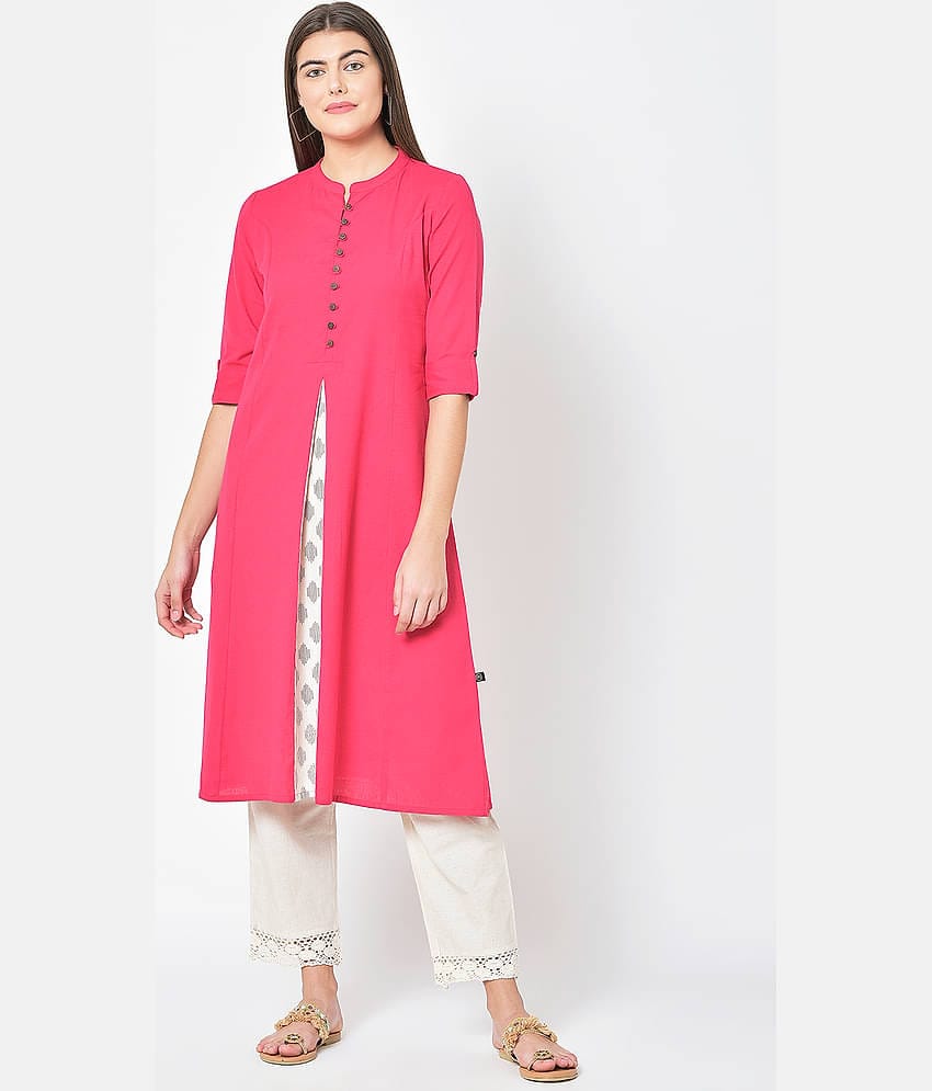 Pistaa - Pink Cotton Blend Women's Flared Kurti ( Pack of 1 )