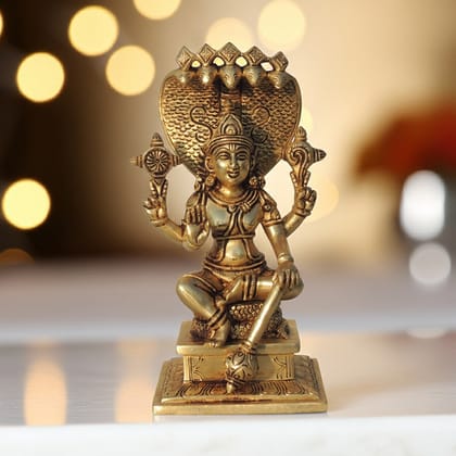 Brass Vishnu Ji God Idol Statue - Devotional Temple Decor Murti, Height : 9.5 Inch (BSMAS1454 C)