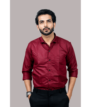 HARPITA Cotton Blend Regular Fit Full Sleeves Men's Formal Shirt - Maroon ( Pack of 1 )