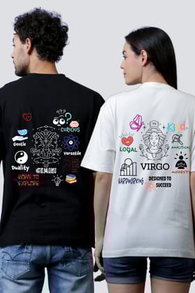 Zodiac Oversized Tees - Customizable Couple's Edition - Pack of 2