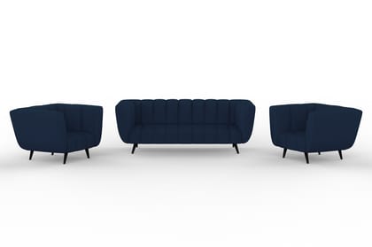 Wakeup India Sofa | Mushy Premium Fabric Sofa Set | 5 Seater Sofa | Pocket Spring Cushion | Padded Cushioned Armrest | Polished Wooden Leg (Berry Blue, Seating-3+1+1) | 1 Year warranty