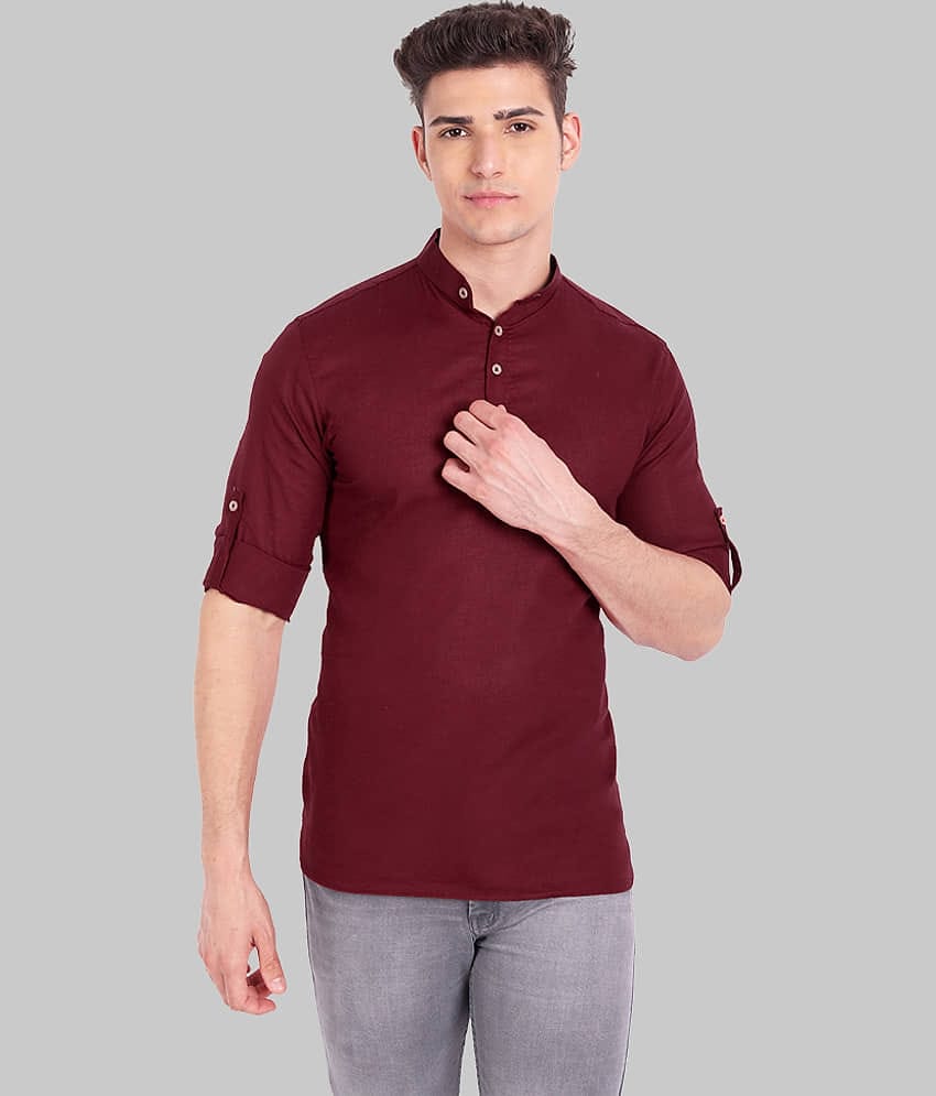 Vida Loca - Maroon Cotton Men's Regular Kurta ( Pack of 1 )