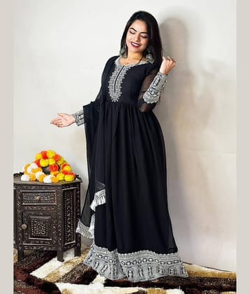 Trijal Fab Black Anarkali Georgette Women's Stitched Ethnic Gown ( Pack of 1 )