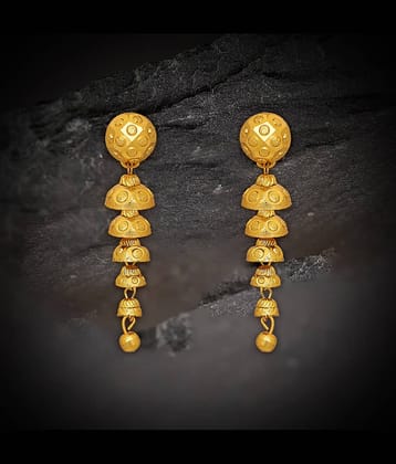 LUV FASHION Golden Jhumki Earrings ( Pack of 1 )
