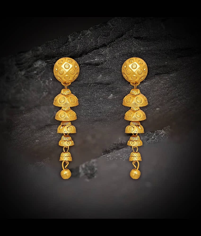 LUV FASHION Golden Jhumki Earrings ( Pack of 1 )