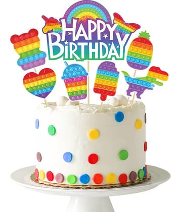 Zyozi Pop Bubble Cake Topper and Cup Cake Topper Pop on It Birthday Party Supplies, Pop-It Birthday Decorations, PopIt Party Supplies , Fidget Toy Cake Topper (Set of 1 )