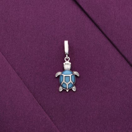 Turtle Tranquility Silver Charm Pendant-None / Silver