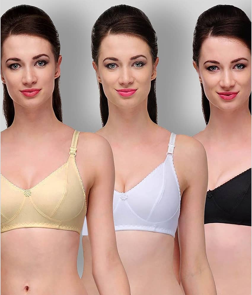 Softskin Pack of 3 Cotton Women's Everyday Bra ( Multicolor )
