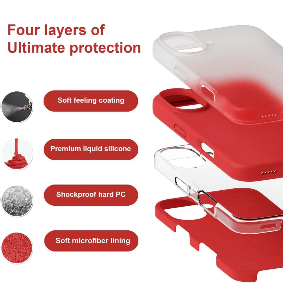 LIRAMARK Liquid Silicone Soft Back Cover Case for Apple iPhone 16 Plus