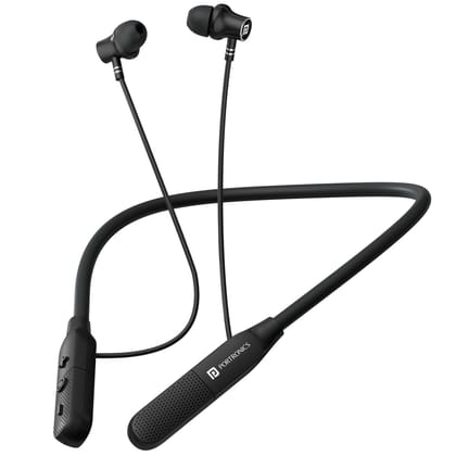 Portronics Harmonics Z13 Neckband, Upto 35 Hours Playtime, Bluetooth Version 6.0, HD Mic, Gaming Mode - Black