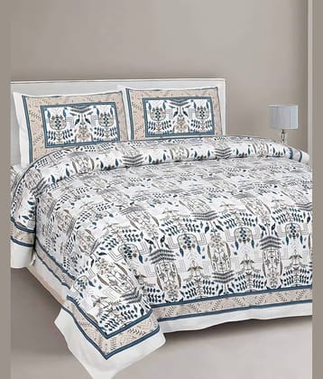 Bombay Spreads Cotton 1 Double King Bedsheet with 2 Pillow Covers ( Blue )
