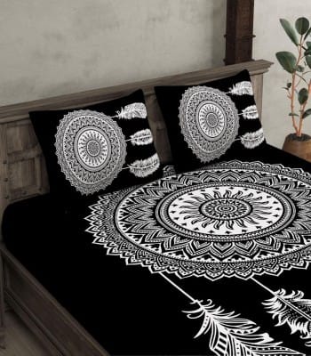 Ethnic Rangoli Print Cotton Bed Sheet Set Ethnic Rangoli Print Cotton Bed Sheet Set