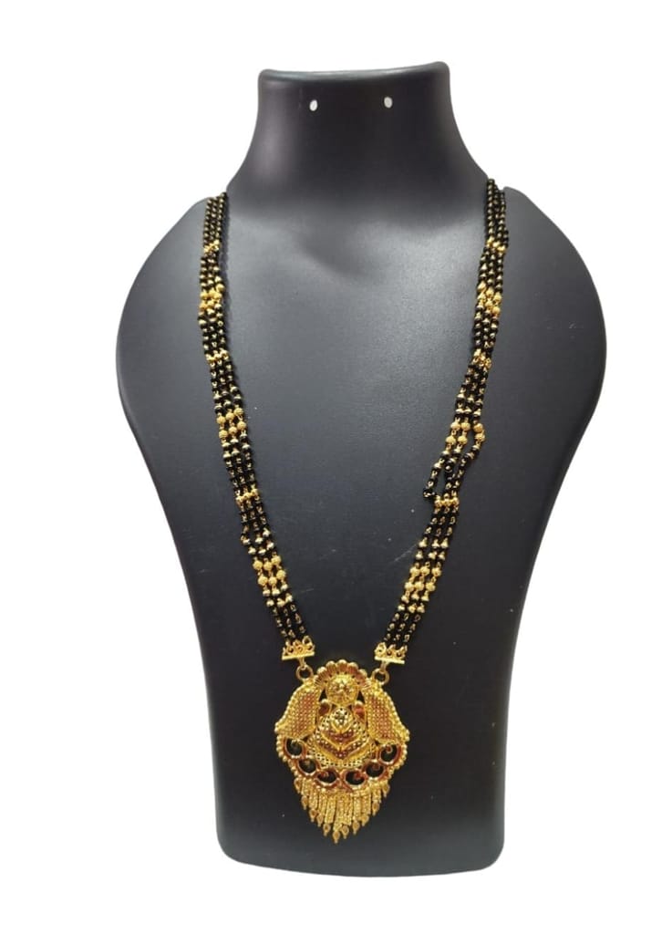 Black Beads Mangalsutra with Gold Pendant for Women