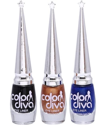 Color Diva Multi Natural Eye Liner Liquid ( Pack of 3 )