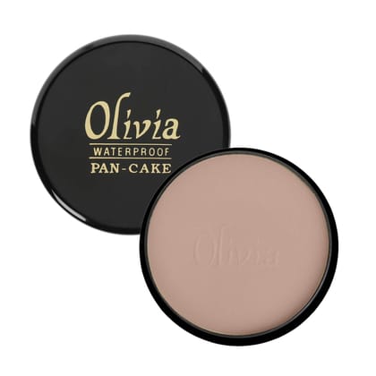 Olivia Pan Cake 100% Waterproof 25g | Full Coverage Makeup Base | Smudge-Proof & Sweat-Resistant | Long-Lasting Velvety Finish | Hides Blemishes | For All Skin Types | Natural Beige - 25 Olivia Pan Cake 100% Waterproof 25g | Full Coverage Makeup Base | S