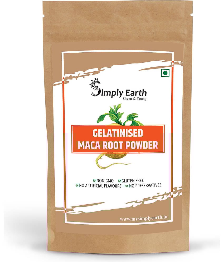 Simply Earth Gelatinised Peruvian Yellow Maca Root Powder, Organic Herbal Supplement - 75 Gms