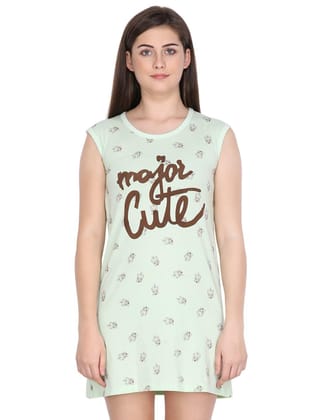 Klamotten Women's Printed Cotton Sleepshirt S09Gs