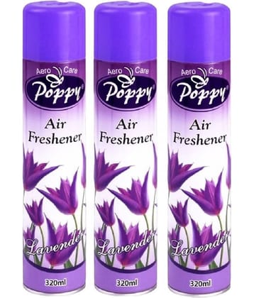 Aero Care Poppy Lavender Air Freshener Room Fragrant Spray A Wave of Freshness 320 ml (Pack of 3)