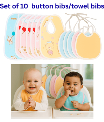 BBYARAJ Multi-Colour Cotton Bibs - Set of 10