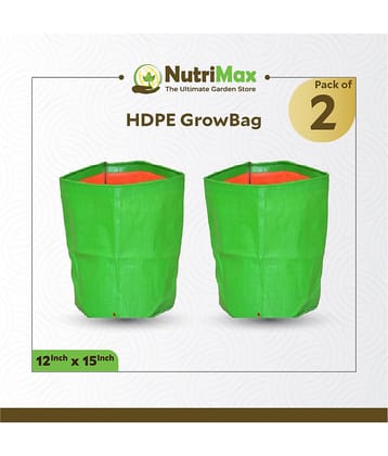 Nutrimax HDPE 200 GSM Growbags 12 inch x 15 inch Pack of 2 Outdoor Plant Bag