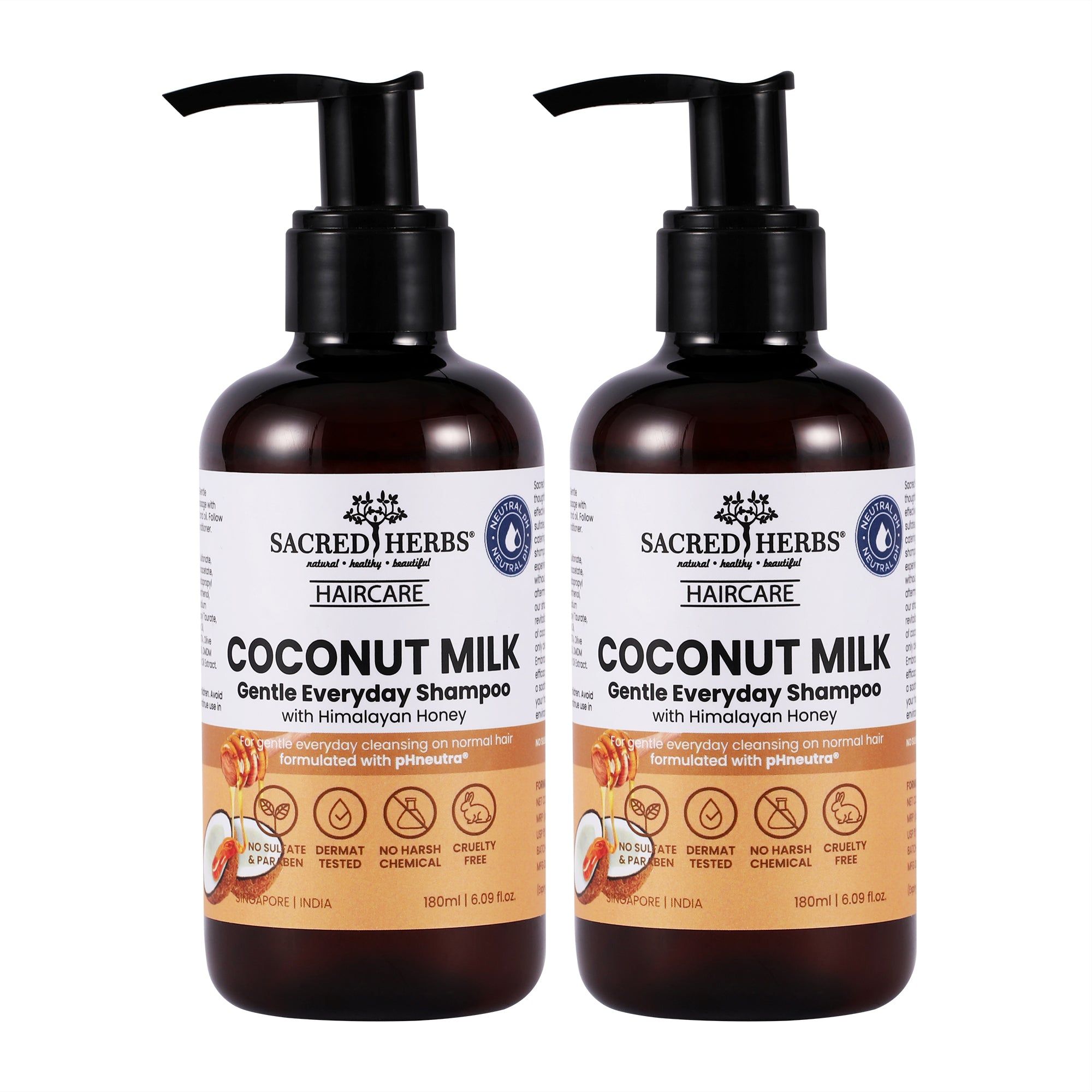 Coconut Milk Gentle Cleansing Shampoo with Himalayan Honey (Pack Of 2)-180 Ml