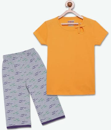 Sini Mini Pack of 1 Girls Cotton Top With Capris ( Yellow )