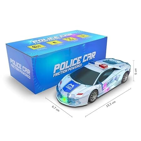 Police Friction Powered Toy Car: Friction Powered Toy Car | Equipped with RGB Lights, Music and Siren Sound | Gift for Kids