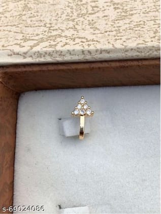 Beautiful Gold Plated Nose Pin Arrow Shape 7 Stone Wedding Nose Ring Fashion Gift Jewellry Pack of 1