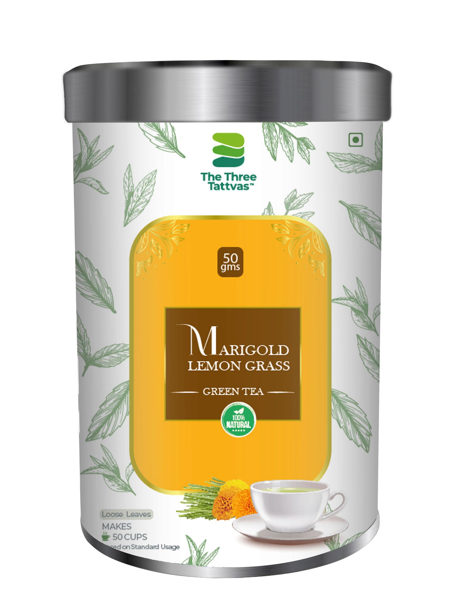 The Three Tattvas Marigold Lemon Grass Green Tea 50gms
