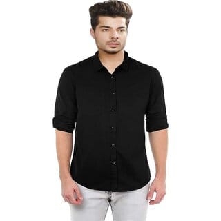 Baleshwar Men Black Solid Casual Shirt (Pack of 1 )