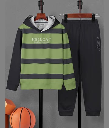 HELLCAT Pack of 1 Boys Cotton Blend T-Shirt & Trackpants Set ( Orange )