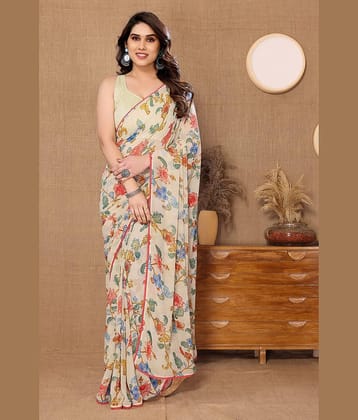Gazal Fashions Georgette Printed Ready to Wear Saree With Unstitched Blouse Piece ( Multicolour )