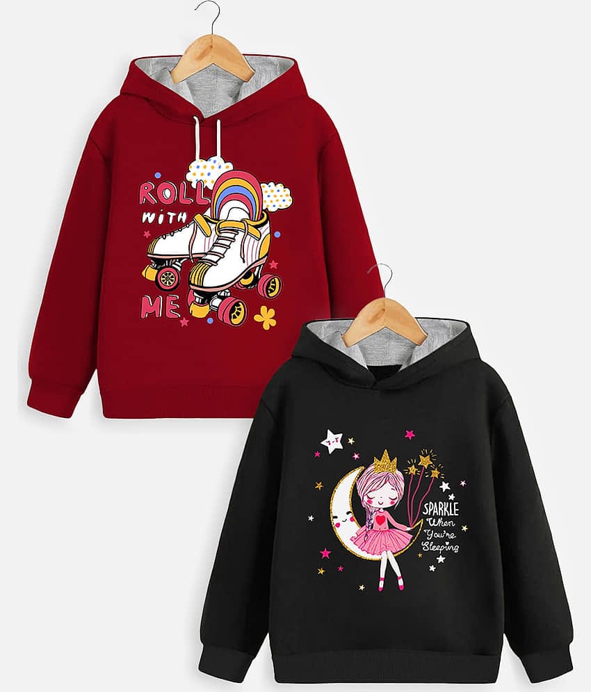 Trampoline Pack of 2 Girls Cotton Blend Sweatshirt ( Red & Black )