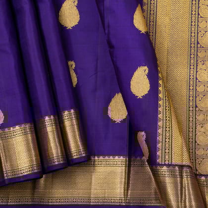 Violet Kanchipuram Silk Saree For Wedding Wear PV NYC 1464