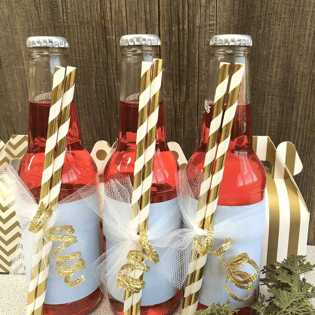 Gold & White Straws - 24PC