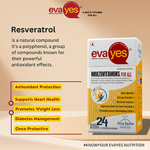 Riva Kenko Eva Yes Multivitamins for all with omega 3 Fatty acids , Coenzyme Q10,Ginseng Extract, Resveratrol, Curcumin Extract, Crocus Sativus Extract, Lutein, Zeaxanthin and 16 essential Vitamin & Minerals (30 Capsule)