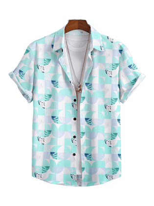 "Twilight Mirage: Batli Color Round Pattern Shirt by Glamastitch"-S