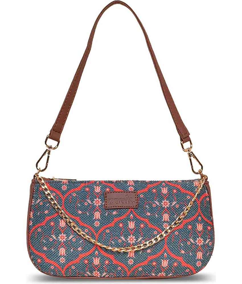 Zouk Shoulder Bag Jute Set of 1 ( Light Blue )