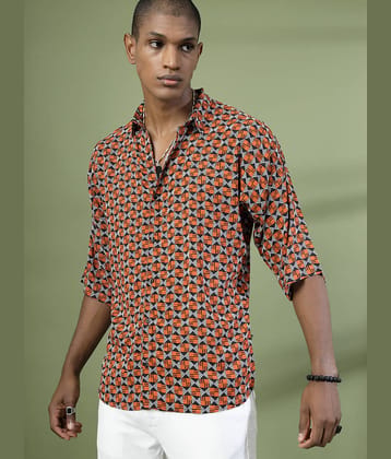 Rigo Rayon Oversized Fit Printed Half Sleeves Men's Casual Shirt - Black ( Pack of 1 )