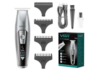 VGR V-970 Salon series with 5 Speed settings Trimmer 240 min Runtime 3 Length Settings (Silver)