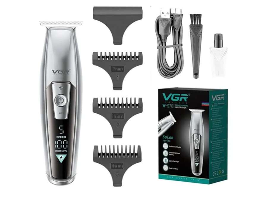 VGR V-970 Salon series with 5 Speed settings Trimmer 240 min Runtime 3 Length Settings (Silver)