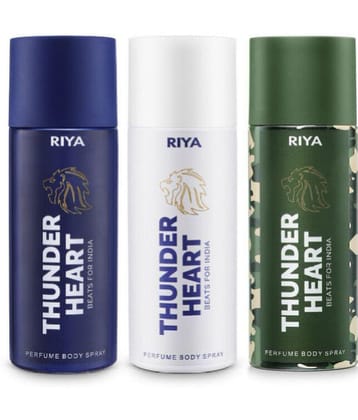 Riya Thunder Heart India Green,White & Blue Deodorant Spray & Perfume For Men 450 ( Pack of 3 )