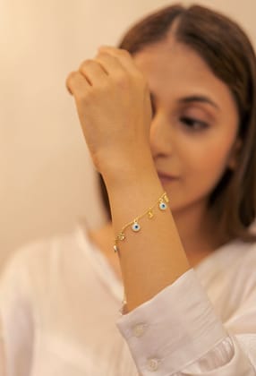 Serene Gaze Evil Eye Bracelet-STAINLESS STEEL / GOLDEN / ADJUSTABLE
