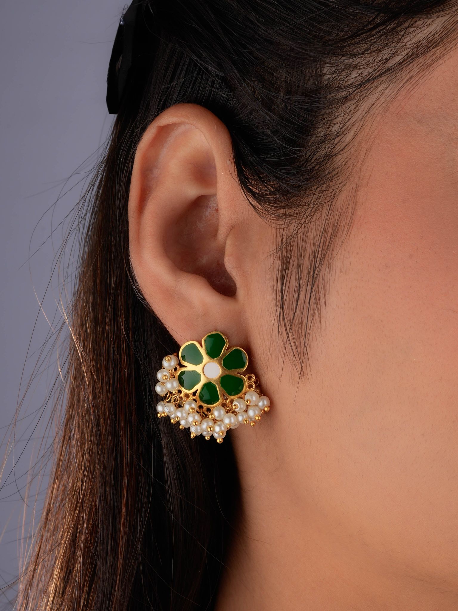 Mogra Studs (Green)