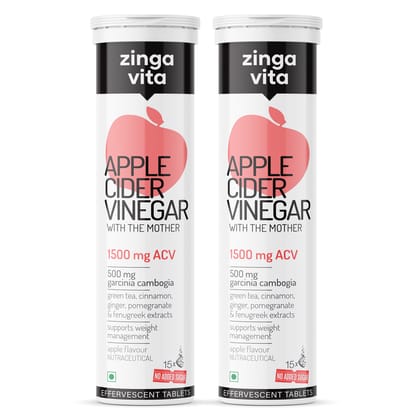 Apple Cider Vinegar effervescent (1500mg) with The Mother-Pack of 2 <br>(1 month)