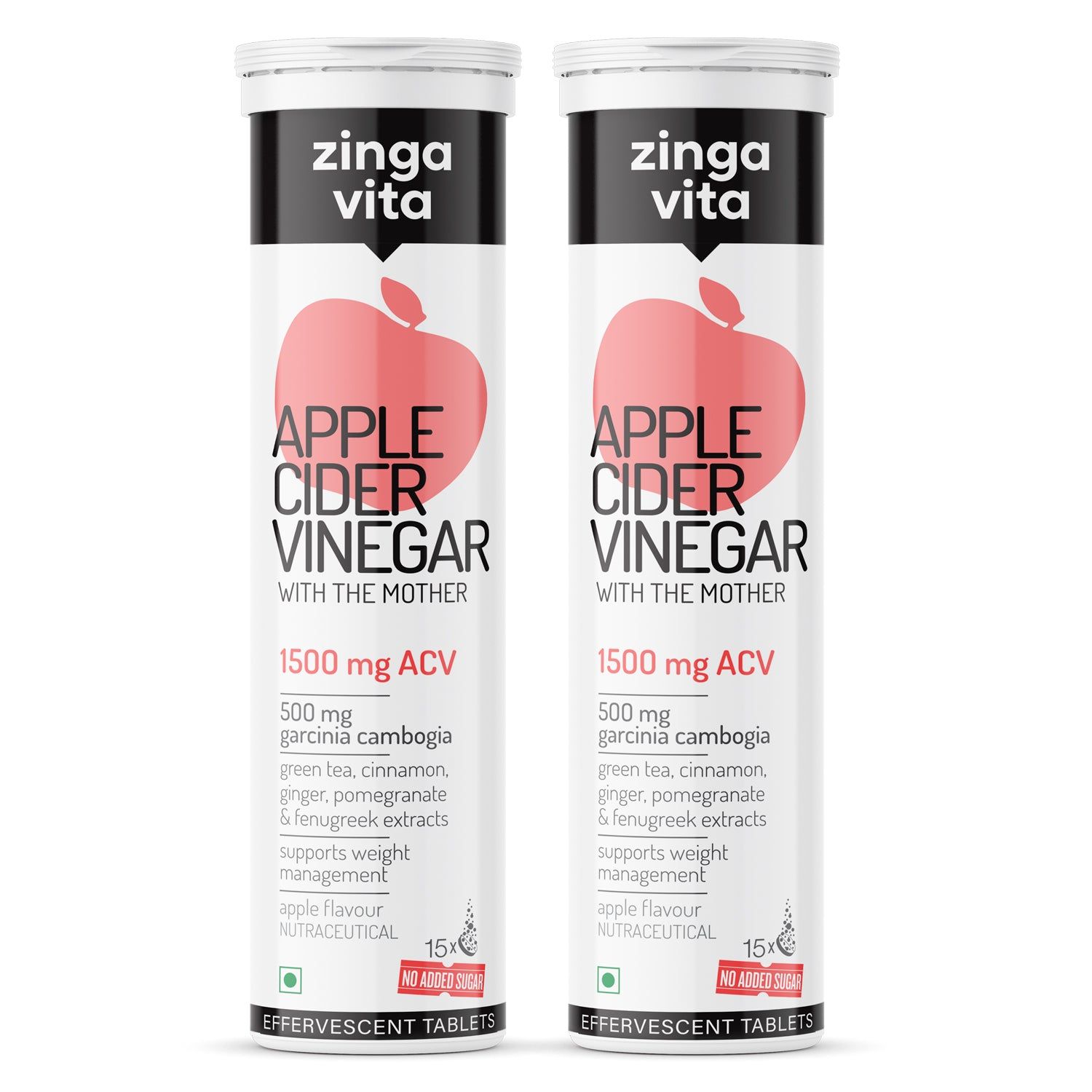 Apple Cider Vinegar effervescent (1500mg) with The Mother-Pack of 2 <br>(1 month)